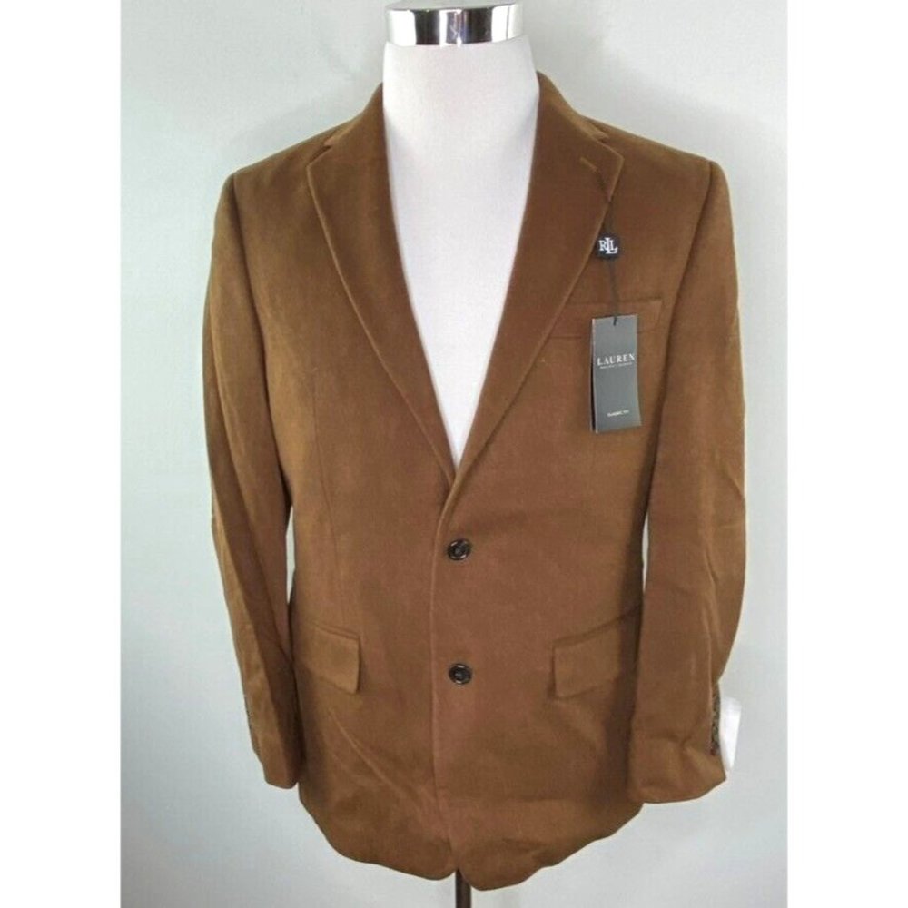 Lauren Ralph Lauren Mens $450 Luxury Wool/Cashmere Blazer Brown 36R Classic Fit - Picture 2 of 9